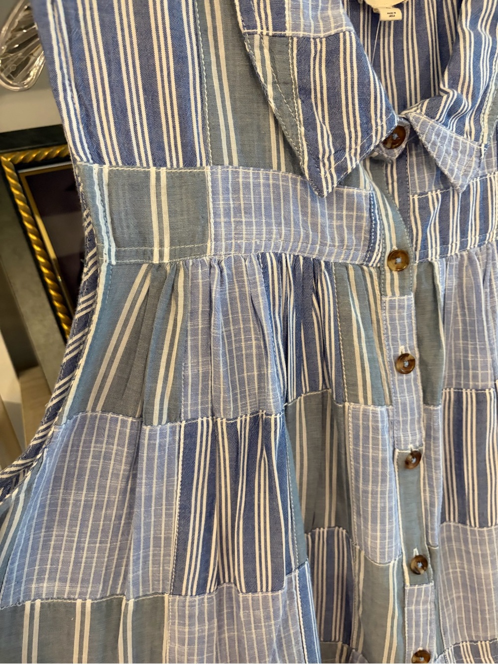 NWT Anthropologie  Pilcro Chambray Patchwork Button-up Shirt - Picture 5 of 8